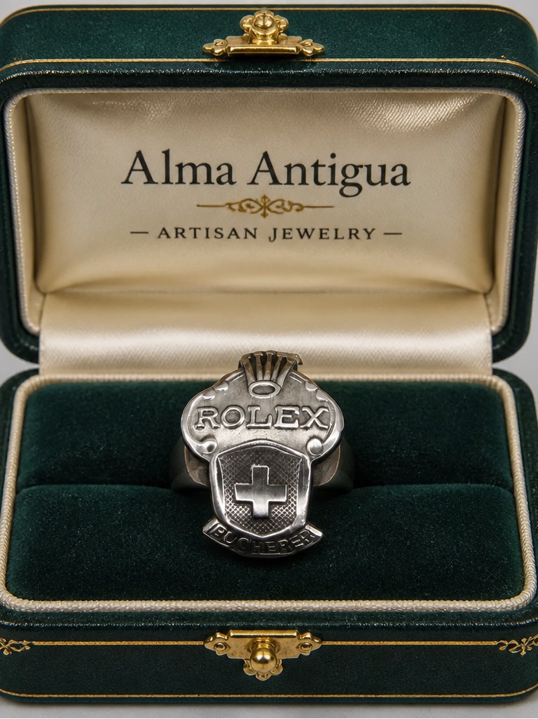 Vintage Rolex Bucherer Spoon Ring Switzerland Lausanne SilverPlated Sz 85